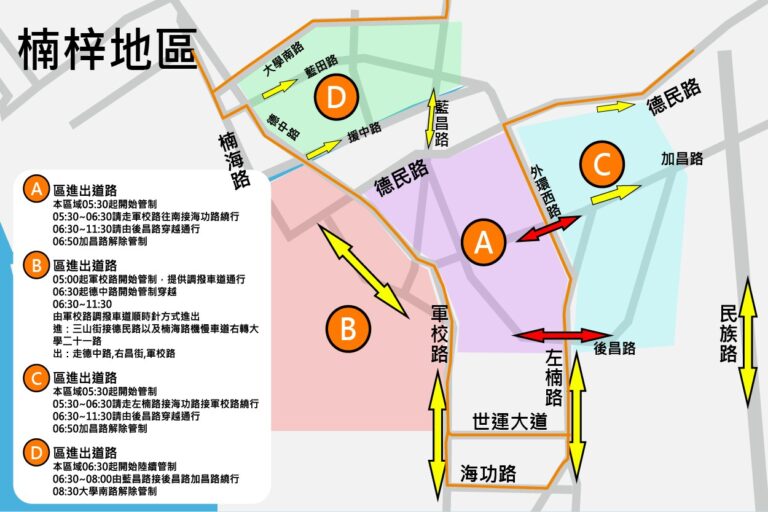 3. 2026高雄富邦馬拉松交通管制改道路線圖(楠梓地區)
