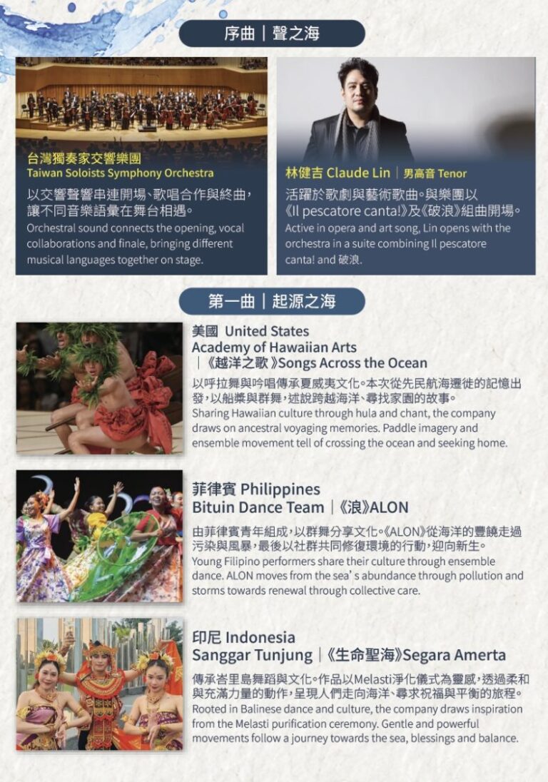 海委會「潮之身Ocean in Motion」2026海洋國際舞蹈藝術節序曲及第一曲節目介紹：台灣獨奏家
