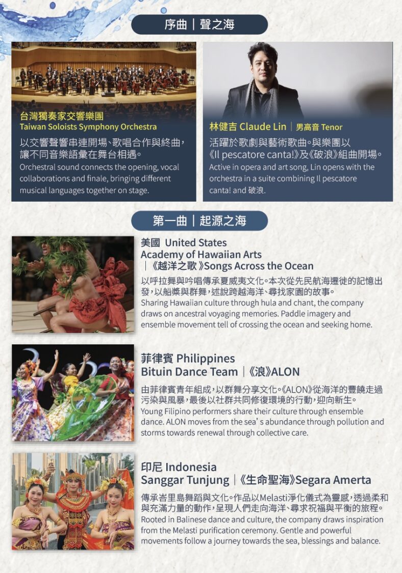 海委會「潮之身Ocean in Motion」2026海洋國際舞蹈藝術節序曲及第一曲節目介紹：台灣獨奏家